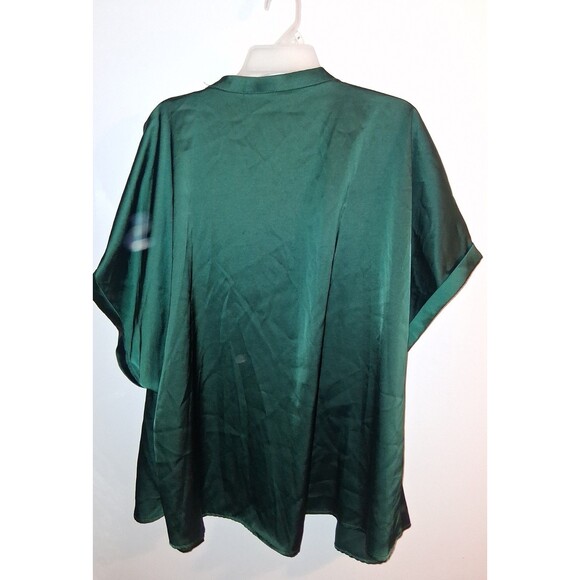 Shein Green Short Sleeve Button Up V-neck Blouse Sz 4XL - Picture 2 of 2